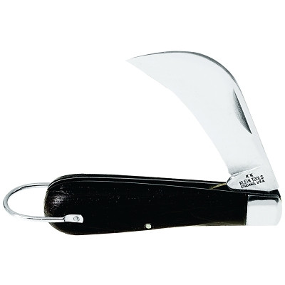 Klein Tools 15504 Electrician's Pocket Knife, 2 5/8", High Carbon Blade, Woodgrain Plastic, Black