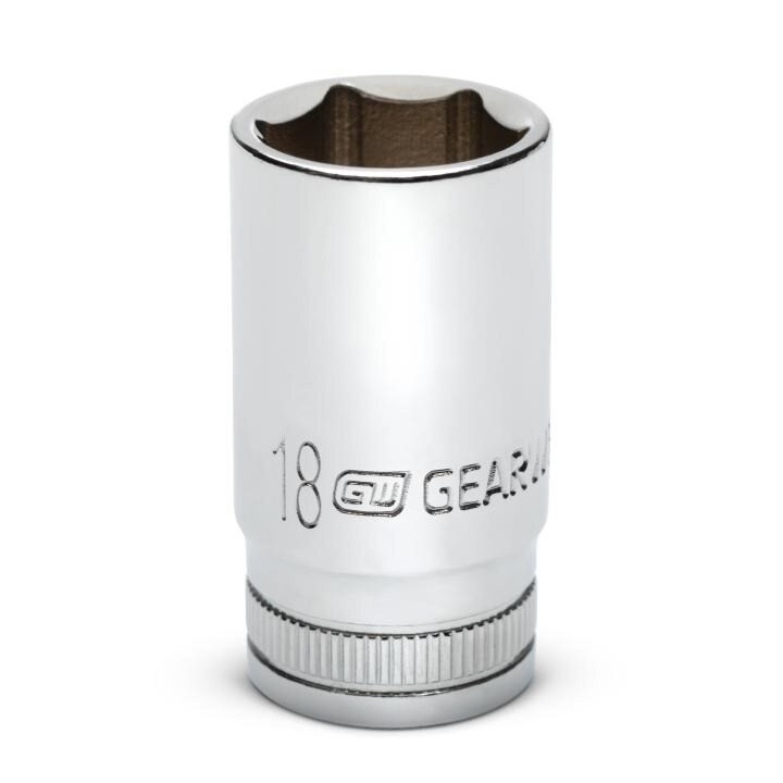 Socket, 3/8 Inch Drive, 6 Point, 18 MM, Full Polish Chrome