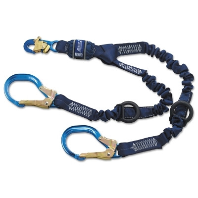 DBI-SALA 1246032 Force2 Elastic Tie-Off Shock Absorbing Lanyard, 6 ft, Rebar Hook Top Connection, Snap Hook Connection, 310 lb Wt Cap, 2 Legs
