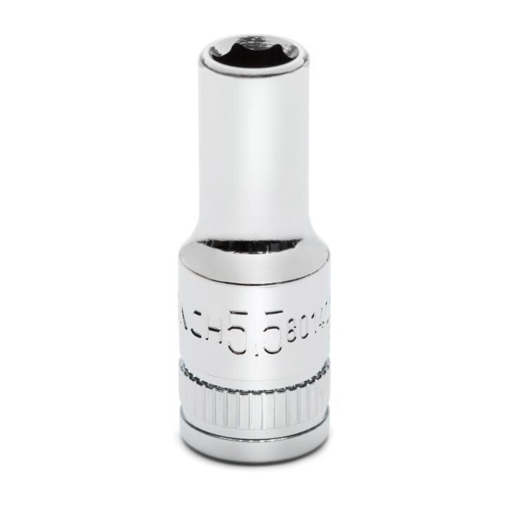 Socket, 1/4 Inch Drive, 6 Point, 5.5 MM, Full Polish Chrome