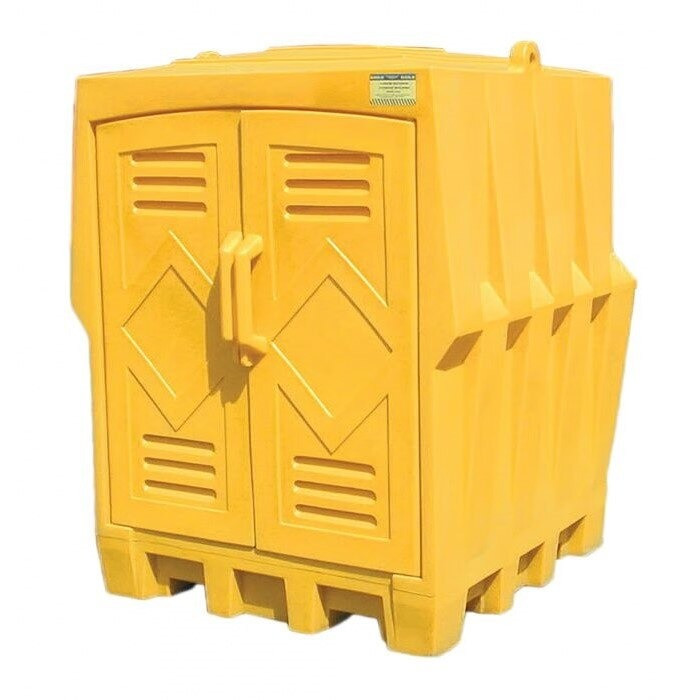 OUTDOOR STORAGE & TWO DRUM WORKSTATIONS, 4 Drum Poly Outdoor Storage Building