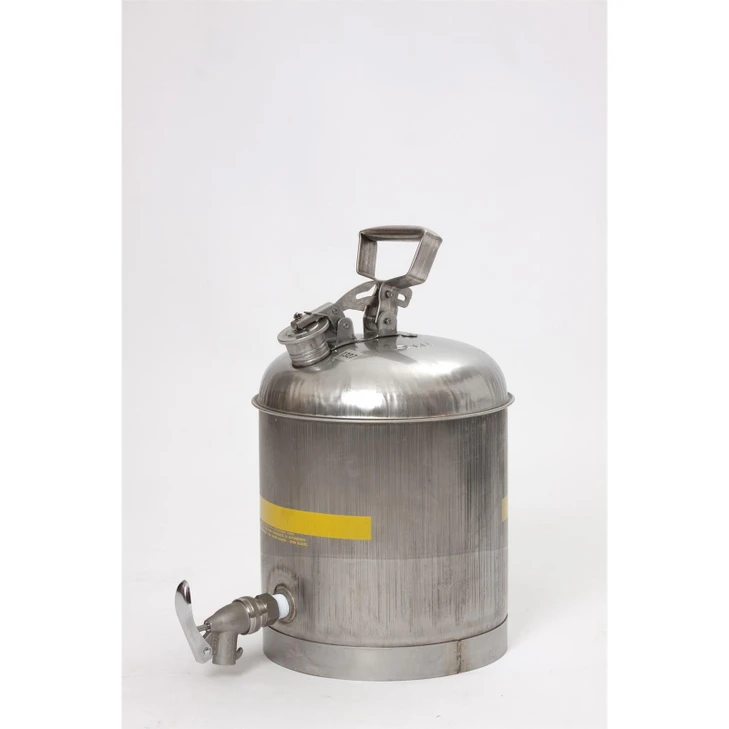 SAFETY FAUCET CANS, Stainless w/SS ECO Faucet w/Teflon Gasket, CAPACITY: 5 Gal.