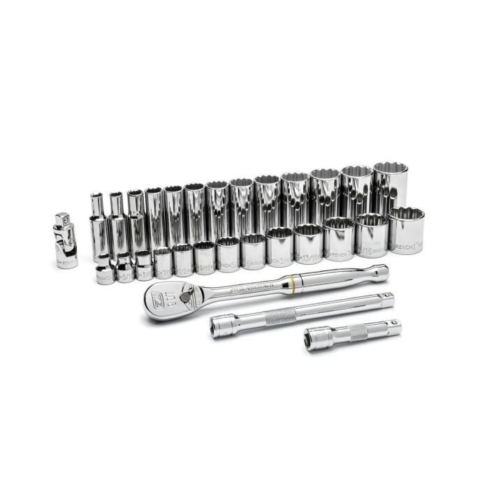 Mechanics Tool Set, 3/8 Inch Drive Tang, 12 Point, Standard