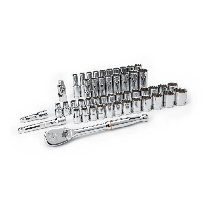 Mechanics Tool Set, 1/2 Inch Drive Tang, 12 Point, 49 Pc
