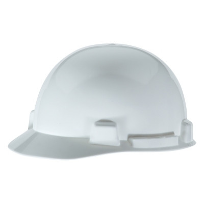 MSA 10074067 SmoothDome Slotted Hard Hat Cap Style, 4-Point Fast-Trac III, White