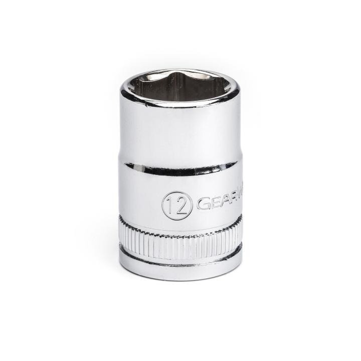 Socket, 3/8 Inch Drive, 6 Point, Full Polish Chrome, 12 MM