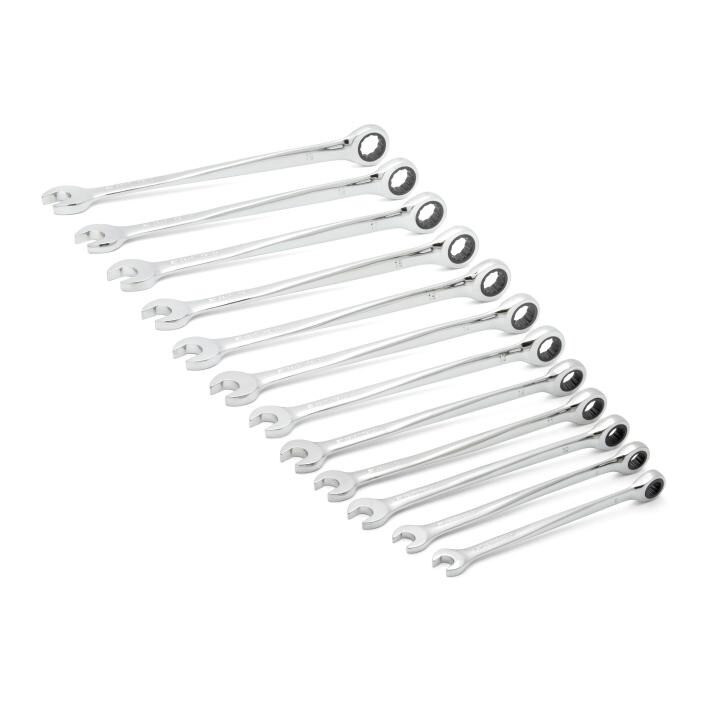 Ratcheting X-Beam Wrench Set, Combination, Alloy Steel