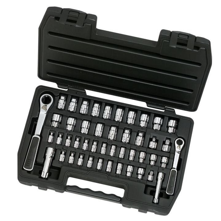 Pass-Thru Socket Set, 1/4 Inch 3/8 Inch Drive, 6 Point