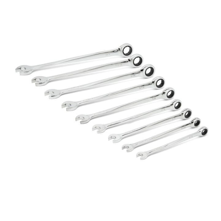 Ratcheting X-Beam Wrench Set, 12 Point, XL X-Beam, SAE, 9 Pc