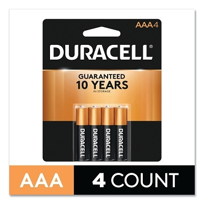 Duracell DURMN2400B4Z CopperTop Alkaline Battery, AAA, 1.5V, 4/PK