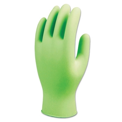 Showa 7705PFTS Disposable Nitrile Gloves Small Powder-Free 4 Mil Fluorescent Green Textured Fingertips
