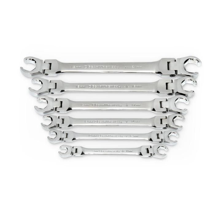 Flex Head Flare Nut Wrench Set, Full Polish Chrome, Metric