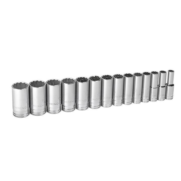 Socket Set, 1/2 Inch Drive, 12 Point, 1-1/2 Inch, Deep