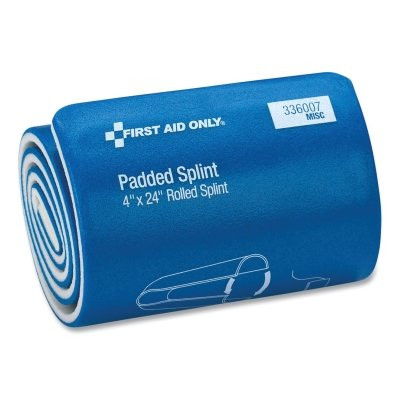 First Aid Only 336007 Padded Splint, 4 in x 24 in, Aluminum/Foam