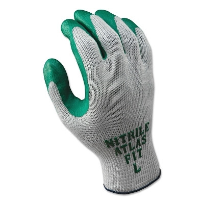 SHOWA 350M08 Atlas Fit 350 Nitrile-Coated Glove, Medium, Gray/Green