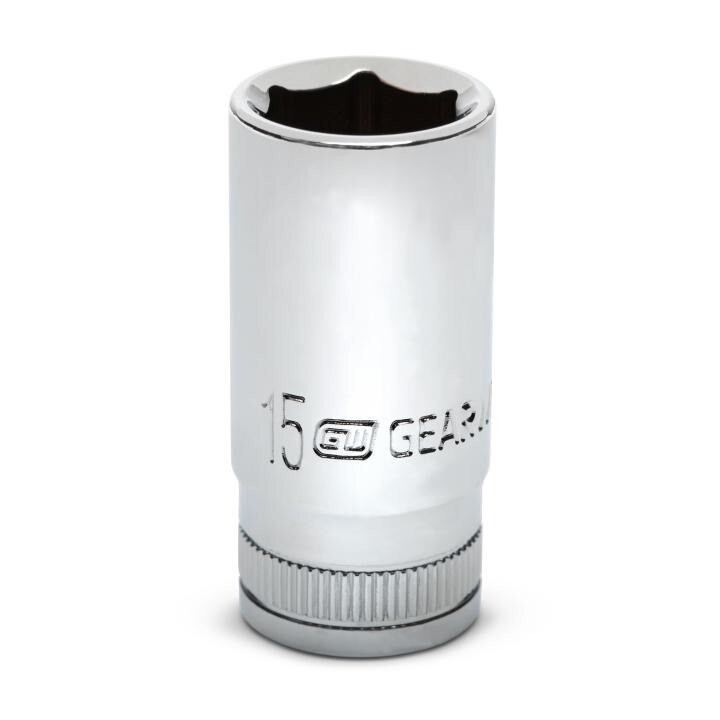 Socket, 3/8 Inch Drive, 6 Point, 15 MM, Full Polish Chrome