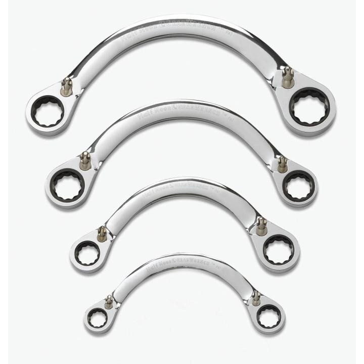 Half Moon Reversible Ratcheting Wrench Set, 12 Point, SAE