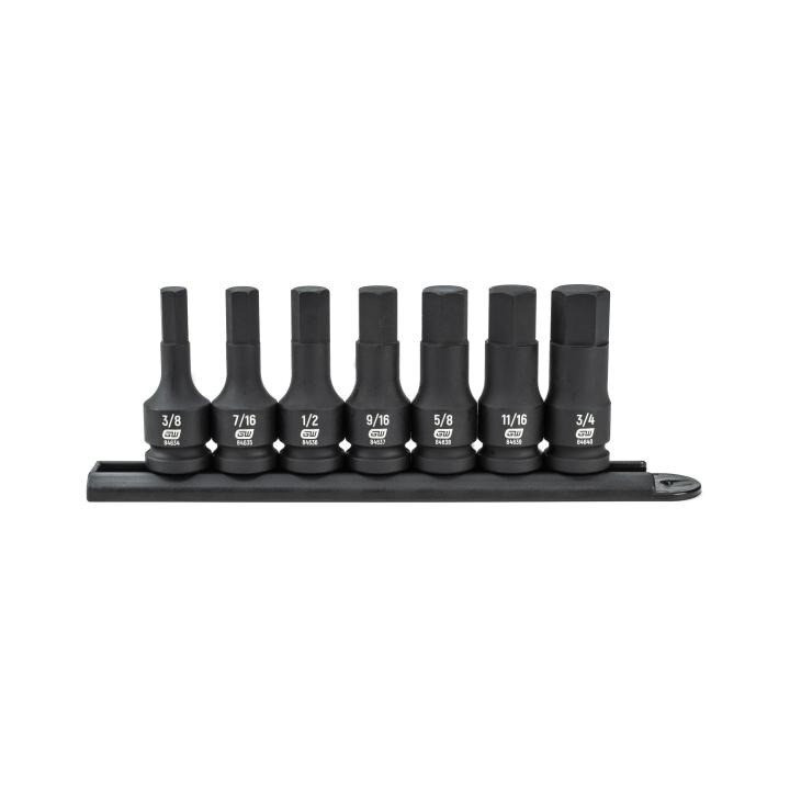 Impact Socket Set, 1/2 Inch Drive, Hex, 3/4 Inch, Standard