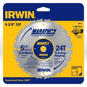 Circular Saw Blade, 5-3/8" x 24T Fram/Rip, 10 mm Arbor, Carded