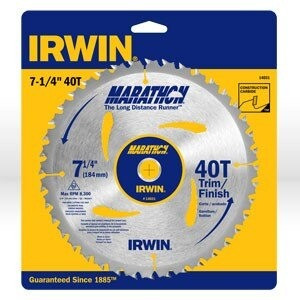 Circular Saw Blade, 7-1/4" x 40T Trim/Finish, Univ Arbor, Carded