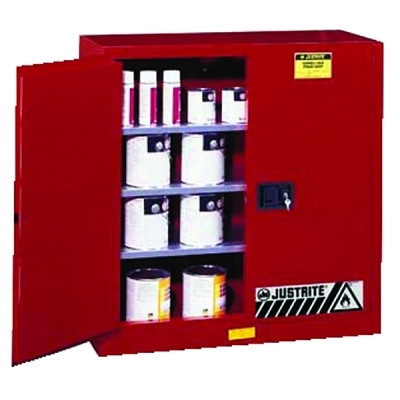 Justrite 893011 Sure-Grip EX Flammable Safety Cabinet Manual Closing 40 Gallon Red Paint and Ink