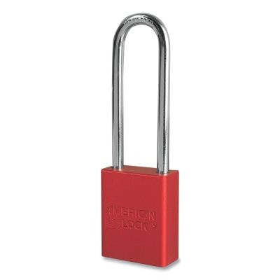 American Lock A1107KARED21323 Anodized Aluminum Safety Padlock, 1/4 in dia, 3 in L, 25/32 in W, Red, Keyed Alike, Keyed - 21323