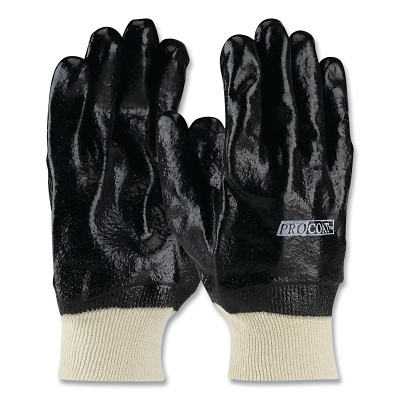 PIP 58-8015R ProCoat Premium PVC Dipped Gloves, Semi-Rough Finish, Mens Size, Black/Tan