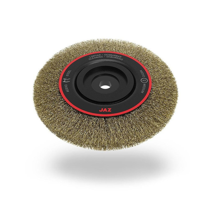 Crimped Wire Wheel Brush, Size: 12", .012" Coated Steel, Face Width: 1-3/8, Trim Length: 3-5/8, 1" - 1-3/16" A.H.