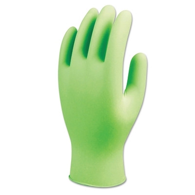 Showa 7705PFTXL Disposable Nitrile Gloves XL Powder-Free 4 Mil Fluorescent Green Textured Fingertips