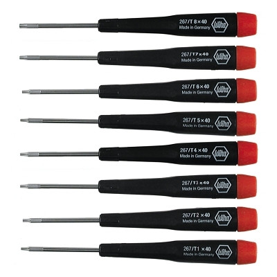 Wiha Tools 26791 Torx Precision Screwdriver Sets, 8 Pc., Black/Red