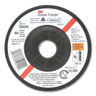 3M 7000118594 Green Corps Flexible Grinding Wheel, 7" Dia, 7/8 Arbor,  1/8" Thick, 36 Grit