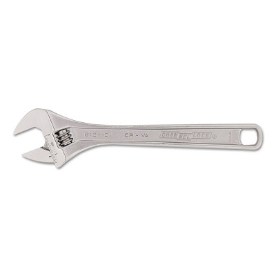Channellock 812WBULK Adjustable Wrench, 12 in Long, 1-1/2 in Opening, Chrome, Bulk