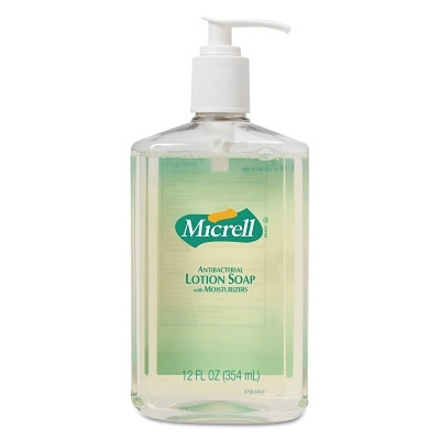 Gojo 975912 MICRELL Antibacterial Lotion Soap, Pump Bottle, 12 oz, Floral Scent