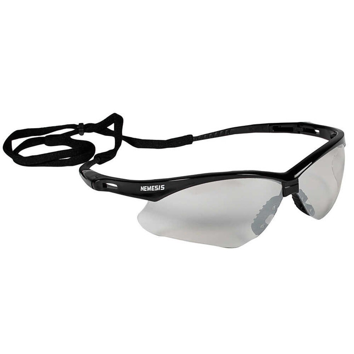 Safety Glasses,Wraparound,Black Frame,Clear Mirror Lens,EA
