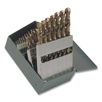Chicago-Latrobe 57850 550 NAS-Type Heavy-Duty Cobalt Straw Jobber-Length Drill Bit Set, 29-Pc, 1/16 in to 1/2 in dia Cutting x 1/64th
