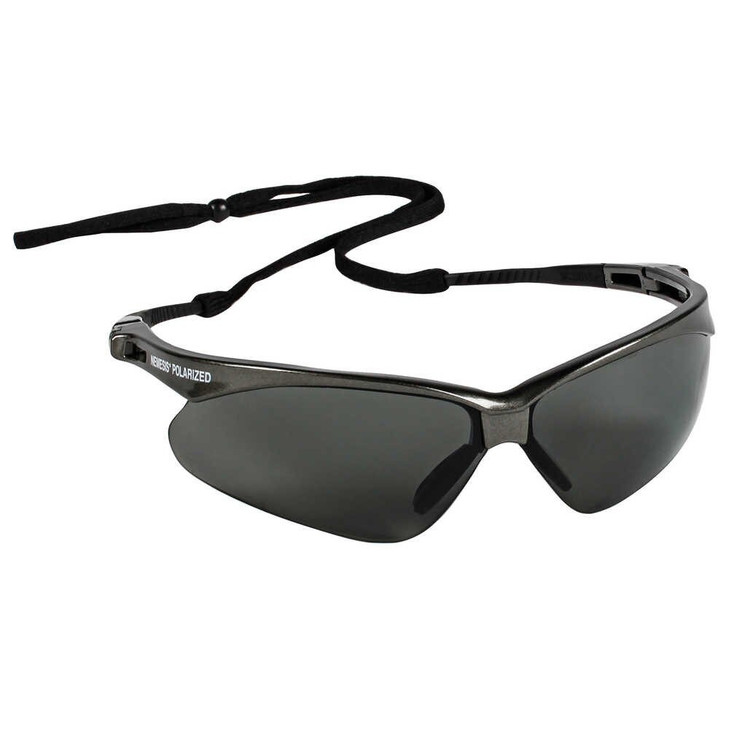 Safety Glasses,Wraparound,Gunmetal Frame,Smoke Polarized Lens,EA
