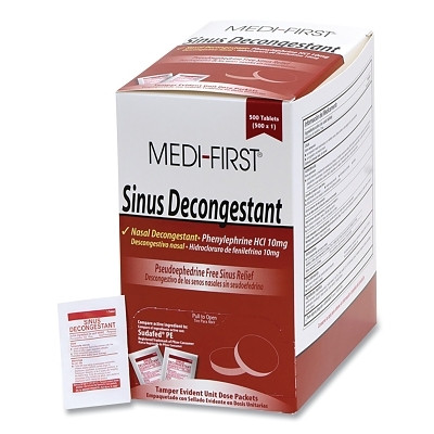 Medi-First 80913 Sinus Decongestant, Unflavored