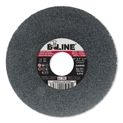 B-Line Abrasives 90928 Straight Resinoid Wheel, 6 in dia, 1 in thick, 1 in arbor, 60 grit
