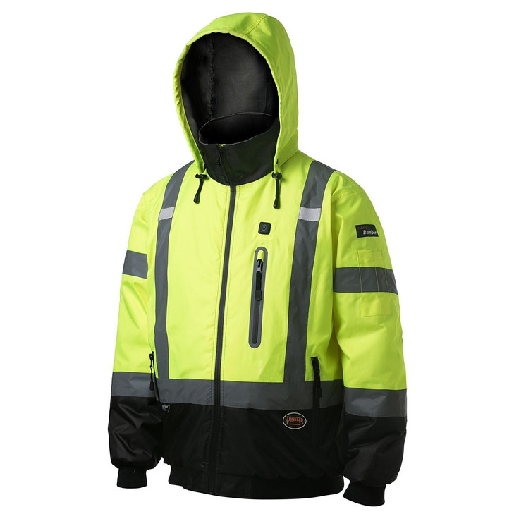 Heated Safety Nano Bomber Jacket, Hi-Vis Yellow, Small