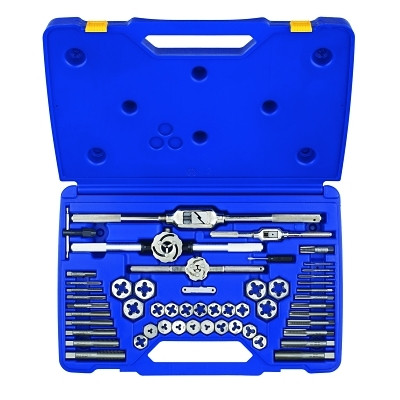 Irwin Hanson 24640 Machine Screw / Fractional Tap and Hex Die Set, 53-pc, Plastic Case