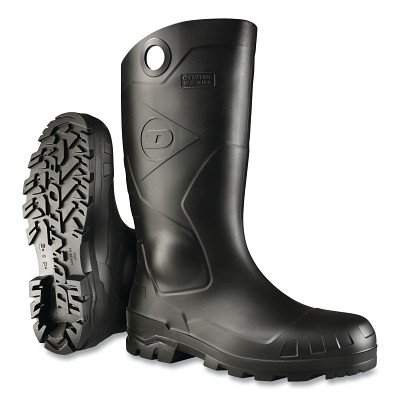 Dunlop Protective Footwear 8677500.09 Chesapeake Rubber Boots, Plain Toe, Unisex 9, 16 in Boot, PVC, Black
