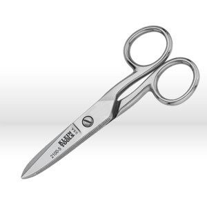 Electrician Scissors, Scissors, Electrician's, SHARP POINT TYPE; 5 INCH OVERALL LENGTH; TEMPERED STEEL MATERIAL; NICKEL PLATED FINISH;  HEAVY DUTY TYPE, SCRAPER AND FILE ON OUTSIDE OF BOTH BLADES, Packaging Qty- sold 1 each/ 6 per pack unit