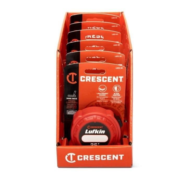 Pocket Tape, Yellow Clad, 25 ft, Steel, A5, 1 Inch, 6 Piece