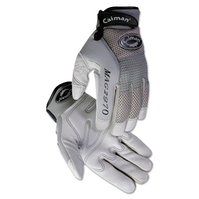 Caiman 2970XXL 2970 Deerskin Padded Palm Knuckle Protection Mechanics Gloves, 2X-Large, Gray