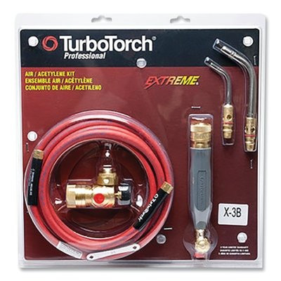TurboTorch 03860335 Torch Kit Swirl, Extreme X-3B, Acetylene, Includes CGA 520 Regulator, Rear Valve Handle, Hose, 2-Tips, B Tank Connection