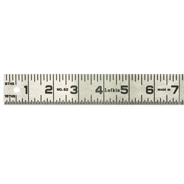 One-Piece Steel Rule, 2 ft, 1/16 Inch, 1.25 Inch, Silver