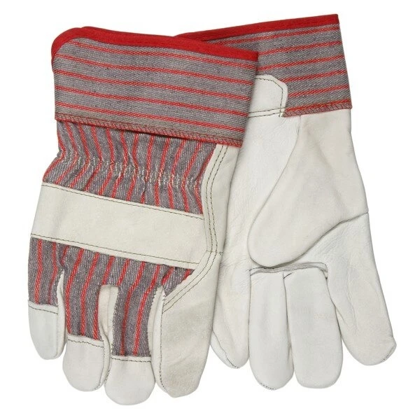 Leather Palm Gloves, Cowhide, Large, Leather, Safety Cuff