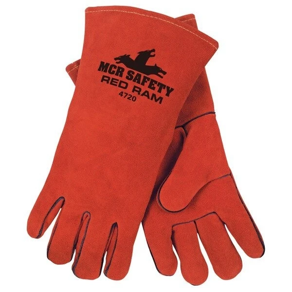 Welding Gloves, Red Ram, X-Large, Leather, Russet, Jersey