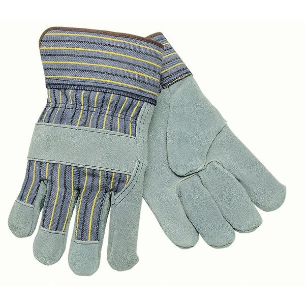 Leather Palm Gloves, Cowhide, Large, Leather, Safety Cuff
