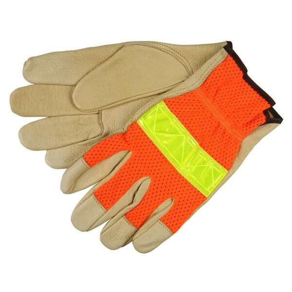 Drivers Gloves, Luminator, Large, Leather, Orange